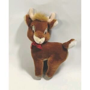 Vintage 80's Applause Rudolph The Red Nose Reindeer Plush Retro - Missing Nose